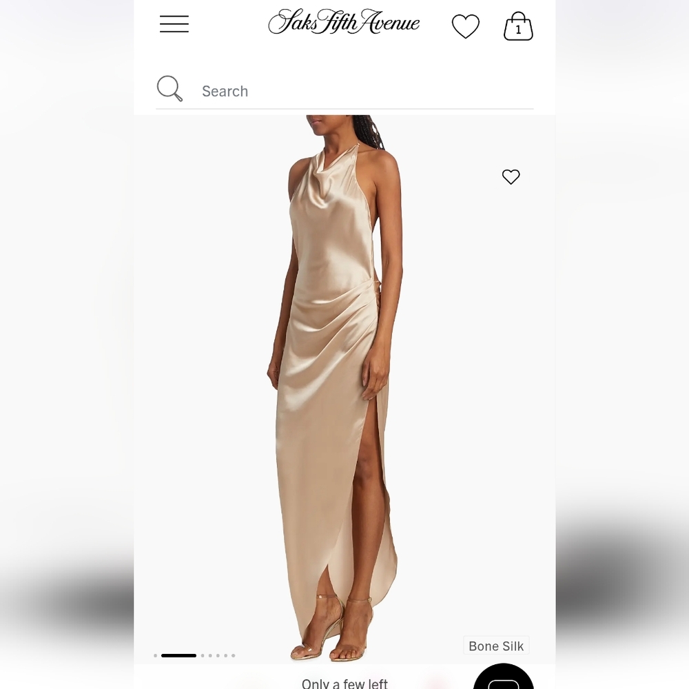 NEW Amanda Uprichard Elektra Gathered Silk Halter Gown In Champagne Bone SILK S